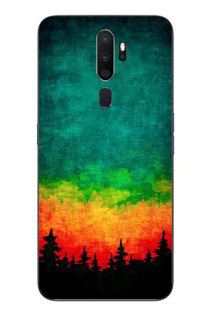 Oppo A5 2020 Uyumlu Orman Gecesi Renkli Baskılı Silikon Kılıf