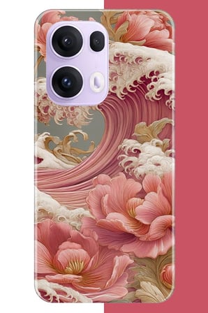 OPPO Reno 13 PRO Uyumlu pembe çiçekli dalga Baskılı Silikon Kılıf