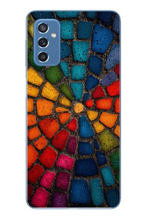 Samsung Galaxy M52 Uyumlu Gökkuşağı Renkli Kaldırım Baskılı Silikon Kılıf