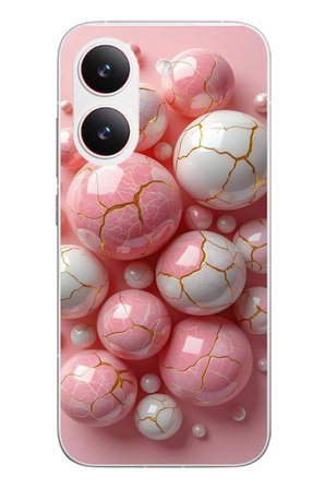 Poco X8 Pro
 Uyumlu Pembe Beyaz Kırık Toplar Baskılı Silikon Kılıf