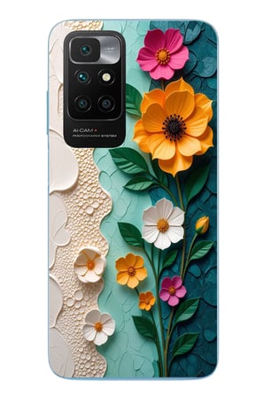 Redmi 10 2022 Uyumlu Güzel Modern Çiçekler Baskılı Silikon Kılıf
