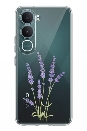 Vivo Y31 5G Uyumlu Lavanta Çiçek Tasarımlı Baskılı Silikon Kılıf