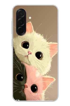Samsung Galaxy A36 Uyumlu Pembe Siyah Beyaz Kedi Baskılı Silikon Kılıf