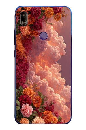 Redmi Note 7 Uyumlu Güller ve Bulutlar Baskılı Silikon Kılıf