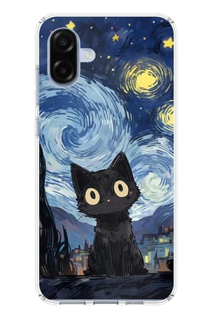 Samsung Galaxy A07 Uyumlu Gece Yarısı Kedi Tasarımlı Baskılı Silikon Kılıf