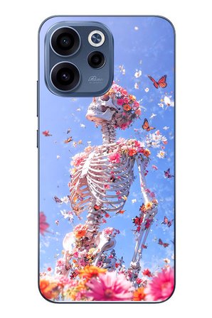Oppo Reno 15F Uyumlu İskelet Çiçekleri Baskılı Silikon Kılıf