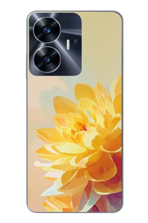Realme C55 Uyumlu Sarı Çiçek Baskılı Silikon Kılıf