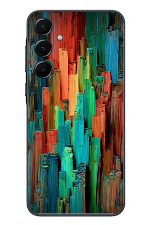 Samsung Galaxy A55 Uyumlu Dikey Renkler Baskılı Silikon Kılıf