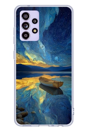 Samsung Galaxy A52-A52S Uyumlu Yıldızlı Gece ve Kayık Manzaralı Baskılı Silikon Kılıf