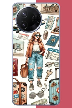 Poco F7 Pro Uyumlu vintage-travel Baskılı Silikon Kılıf