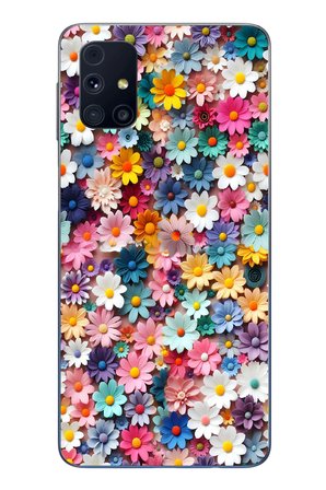 Samsung Galaxy M31s Uyumlu Pastel Çiçekler Baskılı Silikon Kılıf