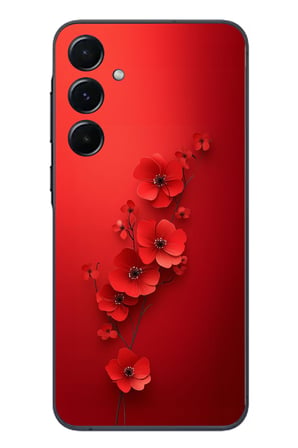 Samsung Galaxy A55 Uyumlu Kırmızı Kardelenler Baskılı Silikon Kılıf