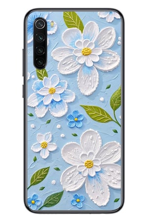 Redmi Note 8 Uyumlu Mavi Papatyalar Baskılı Silikon Kılıf