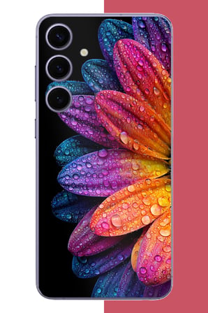Samsung Galaxy S24 Plus Uyumlu Gökkuşağı Papatyası Baskılı Silikon Kılıf