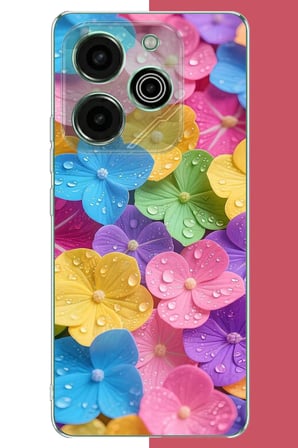 Tecno Pova 6 Pro Uyumlu Renkli Çiçek Bahçesi Baskılı Silikon Kılıf