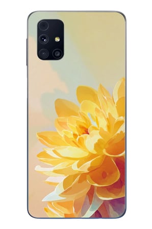 Samsung Galaxy M31s Uyumlu Sarı Çiçek Baskılı Silikon Kılıf