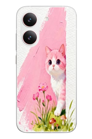 Poco X8 Pro
 Uyumlu Pembeli Kedi Baskılı Silikon Kılıf