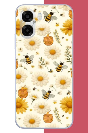 Oppo A6T-A6X Uyumlu arılı sarı çiçek.jpeg Baskılı Silikon Kılıf