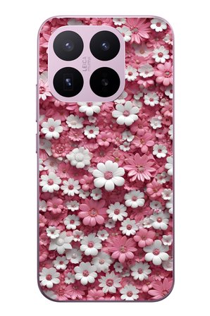 Xiaomi 17T
 Uyumlu Beyaz Pembe Papatyalar Baskılı Silikon Kılıf