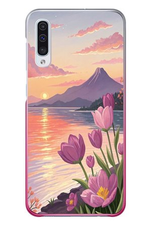 Samsung Galaxy A50 Uyumlu Çiçek Yağlı Boya Baskılı Silikon Kılıf