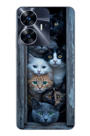 Realme C55 Uyumlu Yavru Kediler Baskılı Silikon Kılıf