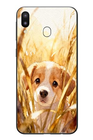 Samsung Galaxy M20 Uyumlu Golden Köpek Baskılı Silikon Kılıf