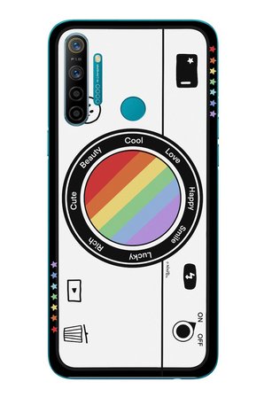 Realme 5i Uyumlu Gökkuşaklı Makine Baskılı Silikon Kılıf