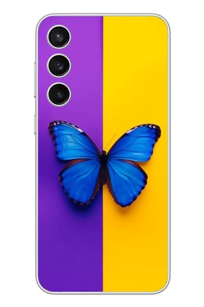 Samsung Galaxy S23 Fe Uyumlu Mor Sarı Kelebek Baskılı Silikon Kılıf