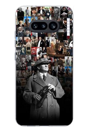 Nothing Phone (4A) Uyumlu Atatürk Portre Kolaj Baskılı Silikon Kılıf