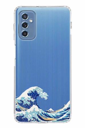 Samsung Galaxy M52 Uyumlu Kanagawa Oki Nami Ura Dalgası Tasarımlı Baskılı Silikon Kılıf