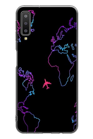 Samsung Galaxy A7 2018 Uyumlu Dünya Uçuşu Baskılı Silikon Kılıf