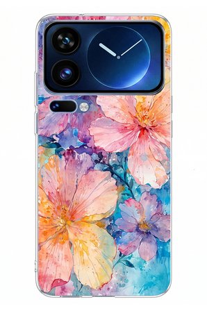 Xiaomi 17 Pro Max Uyumlu Renkli Çiçekler Sulu Boya Baskılı Silikon Kılıf