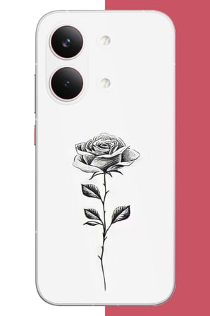 Poco X8 Pro Max Uyumlu siyah gül Baskılı Silikon Kılıf