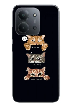 Redmi 15C Uyumlu Kedi Halleri Baskılı Silikon Kılıf