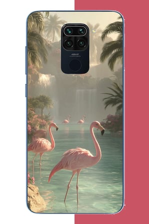 Redmi Note 9 Uyumlu akarsudaki flamingo Baskılı Silikon Kılıf