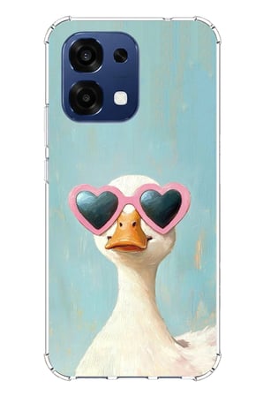 Oppo A6 PRO Uyumlu Yağlı Boya Pop-Art Ördek Baskılı Silikon Kılıf