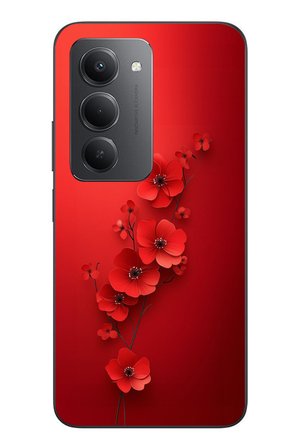 Redmi 15 Uyumlu Kırmızı Kardelenler Baskılı Silikon Kılıf