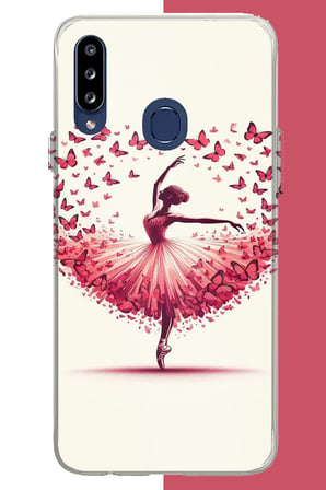 Samsung Galaxy A20S Uyumlu kelebekli balerin Baskılı Silikon Kılıf
