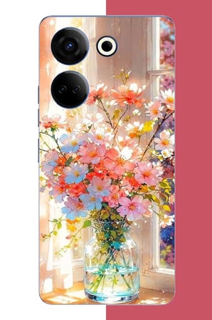 Tecno Camon 20-20 PRO Uyumlu vazodaki çiçek Baskılı Silikon Kılıf