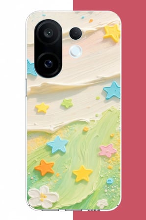 Vivo X200 FE Uyumlu tuvalde renkli yıldız Baskılı Silikon Kılıf