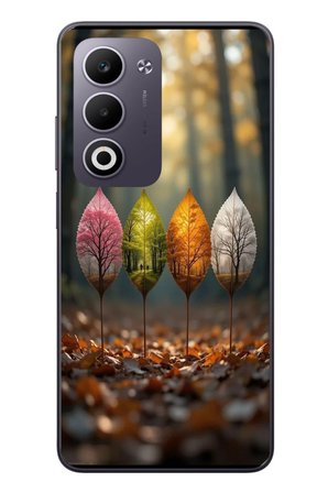 Oppo A5 4G Uyumlu Dört Mevsim Yaprakları Baskılı Silikon Kılıf