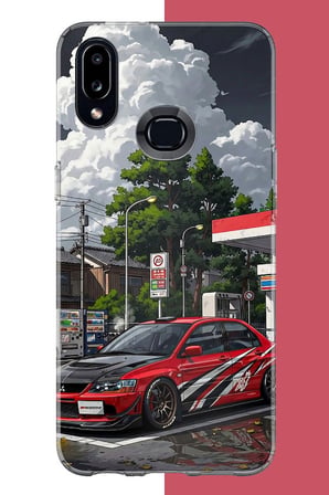 Samsung Galaxy A10S Uyumlu Bulutların Altında Spor Otomobil Baskılı Silikon Kılıf