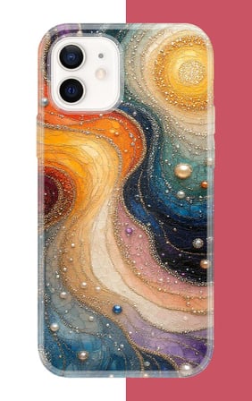 iPhone 12-12 PRO Uyumlu renkli uzay Baskılı Silikon Kılıf