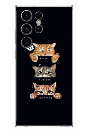 Samsung Galaxy S23 Ultra Uyumlu Kedi Halleri Baskılı Silikon Kılıf