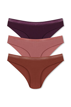 HNX 3'lü Micro Kumaş Petek Lastik Bikini Kadın Külot