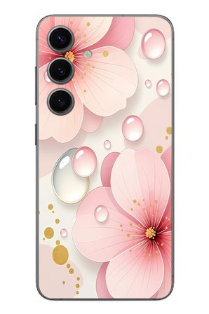 Samsung Galaxy S24 Uyumlu Damlalı Çiçekler Baskılı Silikon Kılıf