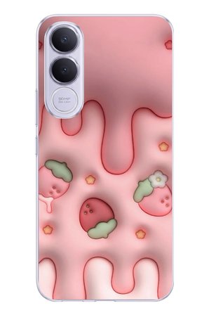 Vivo V70 FE Uyumlu Çilekli Pasta Baskılı Silikon Kılıf
