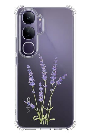 Vivo V40 Lite Uyumlu Lavanta Çiçek Tasarımlı Baskılı Silikon Kılıf