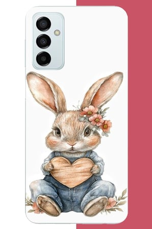 Samsung Galaxy M14 Uyumlu çiçek tokalı tavşan Baskılı Silikon Kılıf