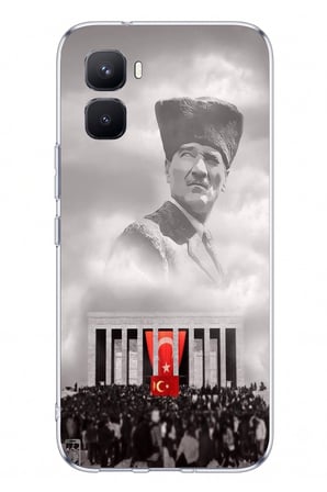 İnfinix GT 50 Pro Uyumlu Bulutların Üzerindeki Lider Kalpaklı Atatürk Baskılı Silikon Kılıf
